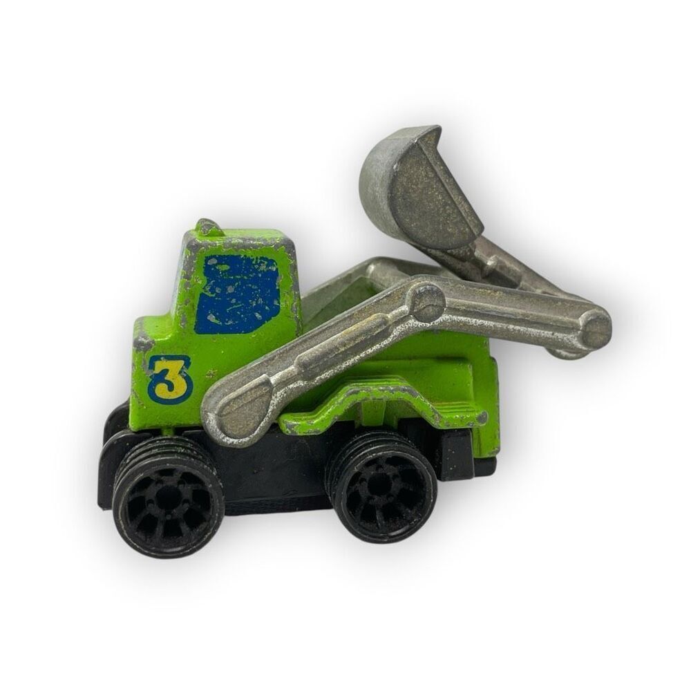 Vintage Mattel Hong Kong 1979 Diecast Metal Backhoe Construction Vehicle Green
